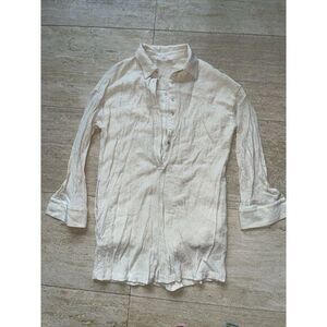 Talulah Shirt Top Womens‎ S Cream Oversized Tunic 3/4 Sleeve Button Up Lined